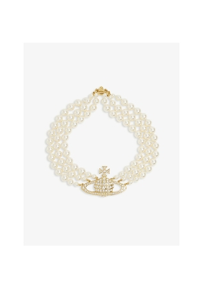 Womens Vivienne Westwood Jewellery Triple-Row Faux-Pearl Orb Pendant Choker