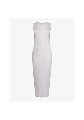 Womens Pleats Please Issey Miyake Pleated Round-Neck Knitted Midi Dress