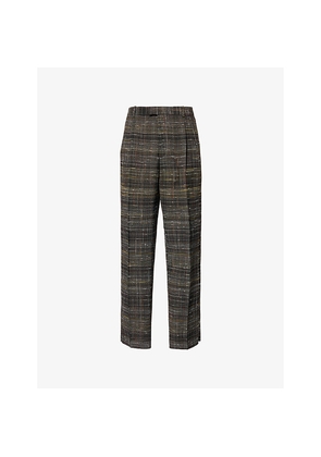 Mens Bottega Veneta Pleated Two-Slip-Pockets Tapered-Leg Relaxed-Fit Woven-Blend Trousers