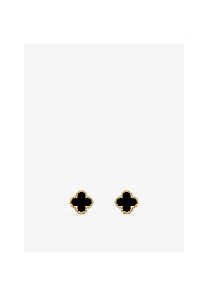 Van Cleef & Arpels Sweet Alhambra Yellow-Gold and Onyx Earrings