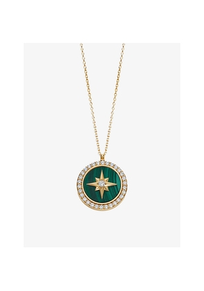 Womens Astley Clarke Polaris Large 18ct Yellow Gold Vermeil, Malachite and White Sapphire Locket Necklace