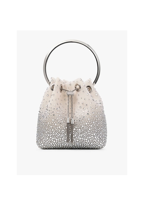 Womens Jimmy Choo Bon Bon Crystal-Embellished Mesh Bucket Bag