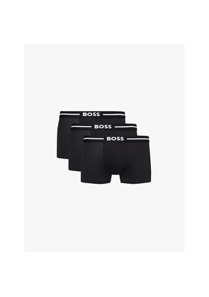 Mens Boss Branded Waistband Stretch-Cotton Boxer Trunks