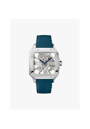 Crwhsa0021 Santos De Cartier Skeleton Leather and Stainless-Steel Watch