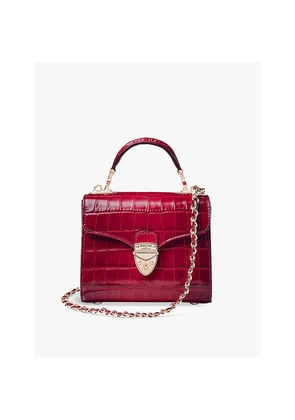 Womens Aspinal Of London Mayfair Mini Croc-Embossed Leather Shoulder Bag