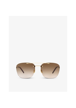 Womens Saint Laurent Ys000324 Rimless Pilot-Frame Metal Sunglasses