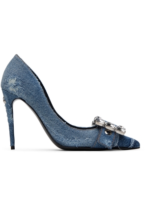 Dolce & Gabbana Blue Patchwork Denim Heels