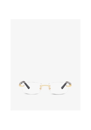 Womens Cartier ct0048O Rectangle-Frame Metal Eyeglasses