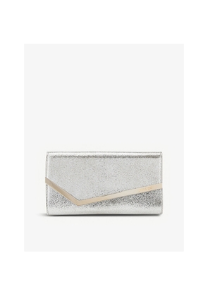Womens Jimmy Choo Emmie Glitter Leather Clutch