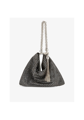 Womens Jimmy Choo Callie Crystal-Embellished Leather Clutch Bag