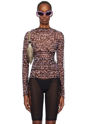 KNWLS Pink & Black Clavicle Blouse