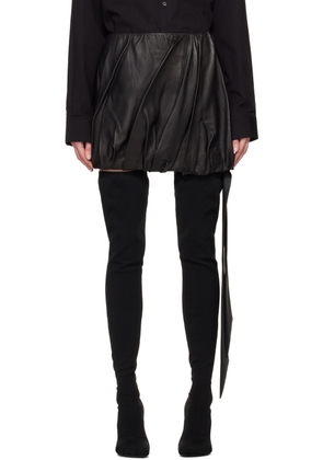 Helmut Lang Black Ballooned Leather Miniskirt