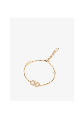 Womens Valentino Garavani Vlogo Gold-Plated Brass Chain Bracelet