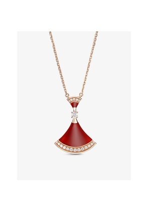 Bvlgari Diva's Dream 18ct Rose Gold, 0.28ct Round-Cut Pavé Diamonds and Carnelian Necklace