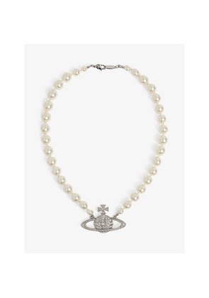 Womens Vivienne Westwood Jewellery Bas Relief Silver-Tone Brass, Pearl and Swarovski Crystal Necklace