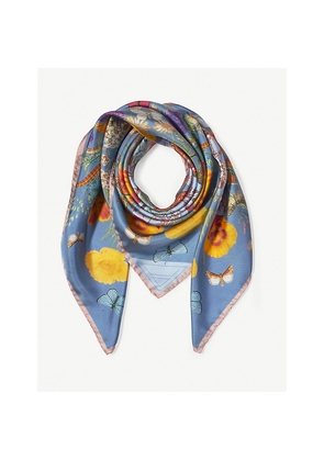 Womens Aspinal Of London Botanical 'A' Floral-Print Silk Scarf