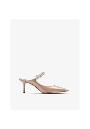 Womens Jimmy Choo Bing 65 Crystal-Embellished Patent-Leather Heeled Mules