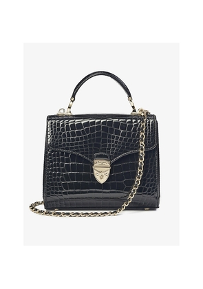 Womens Aspinal Of London Mayfair Medium Croc-Embossed Leather Top-Handle Bag
