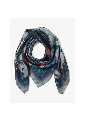 Womens Aspinal Of London Robin Graphic-Print Silk Scarf