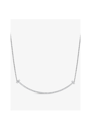 Mens Tiffany & Co Tiffany T Smile Extra-Large Diamond and 18ct White-Gold Necklace