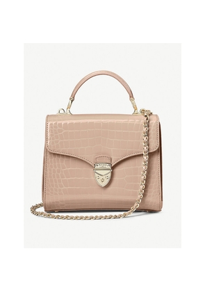 Womens Aspinal Of London Mayfair Medium Croc-Embossed Leather Top-Handle Bag