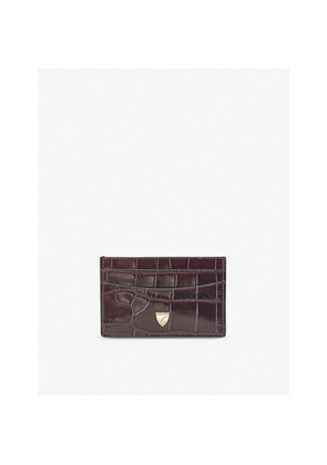 Mens Aspinal Of London Logo-Embellished Croc-Embossed Leather Card Holder