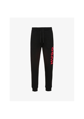 Mens Hugo Logo-Print Regular-Fit Cotton-Jersey Jogging Bottoms