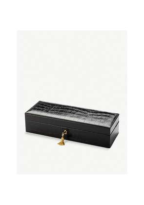 Aspinal Of London Lock and Key Croc-Embossed Leather Watch Box