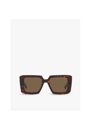 Womens Prada Pr 23Ys Square-Frame Tortoiseshell Acetate Sunglasses