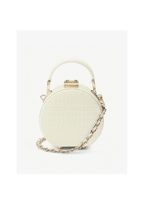 Womens Aspinal Of London Hat Box Mini Croc-Embossed Leather Cross-Body Bag