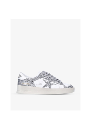 Womens Golden Goose Women's Stardan 80185 Glitter and Leather Low-Top Trainers