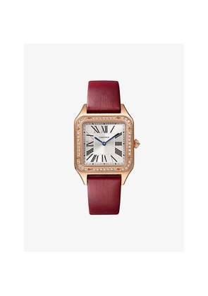 Cartier Crwjsa0019 Santos-Dumont Small Model 18ct Rose-Gold, 0.53ct Brilliant-Cut Diamond and Leather Quartz Watch