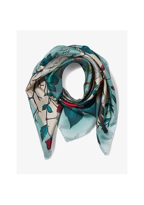 Womens Aspinal Of London Robin Graphic-Print Silk Scarf