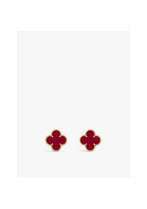 Van Cleef & Arpels Vintage Alhambra Yellow-Gold and Carnelian Stud Earrings