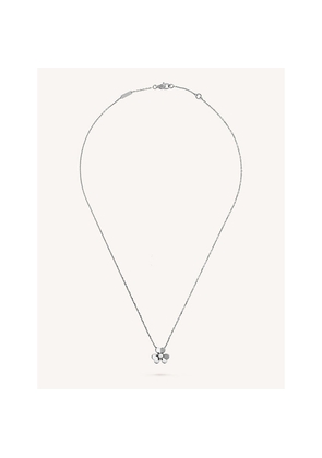 Van Cleef & Arpels Frivole Mini Floral-Pendant White-Gold and 0.05ct Round-Cut Diamond Necklace