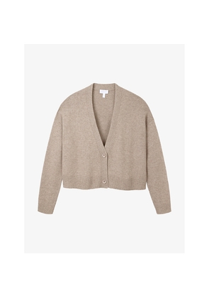 Womens The White Company V-Neck Cropped Wool-Blend Cardigan