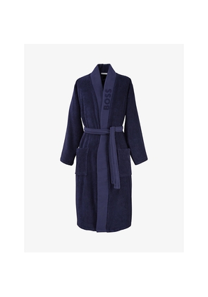 Mens Boss Logo-Embroidered Kimono Terry Cotton Dressing Gown