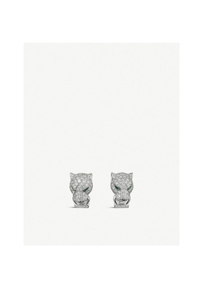 Panthère De Cartier 18ct White-Gold, Diamond, Onyx and Emerald Earrings