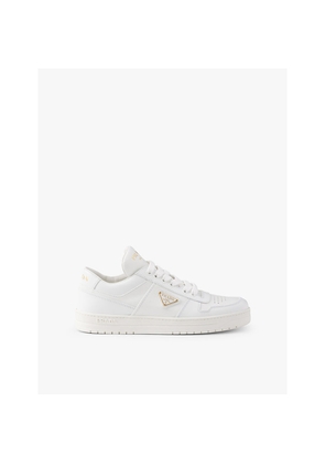 Womens Prada Downtown Logo-Plaque Leather Low-Top Trainers