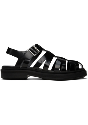 AMI Paris Black Anatomical Toe Fisherman Sandals