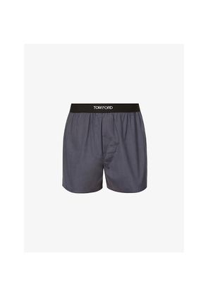 Mens Tom Ford Branded-Waistband Straight Cotton Boxers