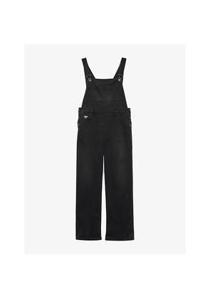 Womens Prada Faded-Wash Loose-Fit Denim Dungarees