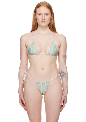 Poster Girl Green & White Elle Reversible Bikini Top