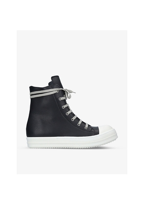 Mens Rick Owens Grained Leather High-Top Trainers