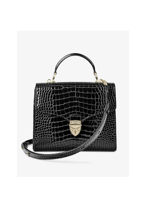 Womens Aspinal Of London Mayfair Large Croc-Embossed Leather Top-Handle Bag