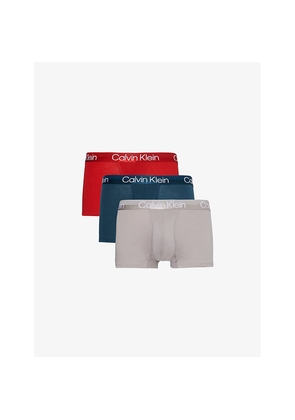 Mens Calvin Klein Modern Structure Branded-Waistband Pack Of Three Stretch-Jersey Trunks