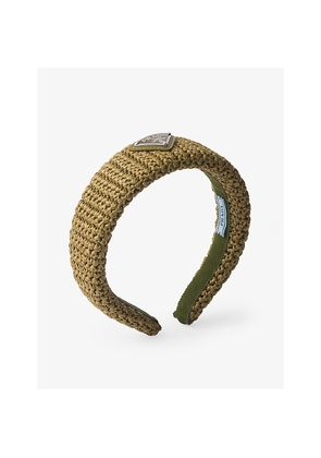 Womens Prada Crochet Brand-Plaque Woven Headband