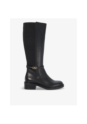 Womens Dune Tias Brand-Buckle Knee-High Leather Boots