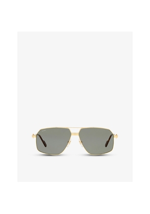 Womens ct0270S Première De Cartier Pilot-Frame Metal Sunglasses