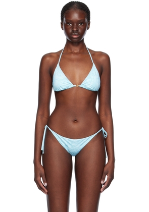 Versace Underwear Blue Barocco Bikini Top
